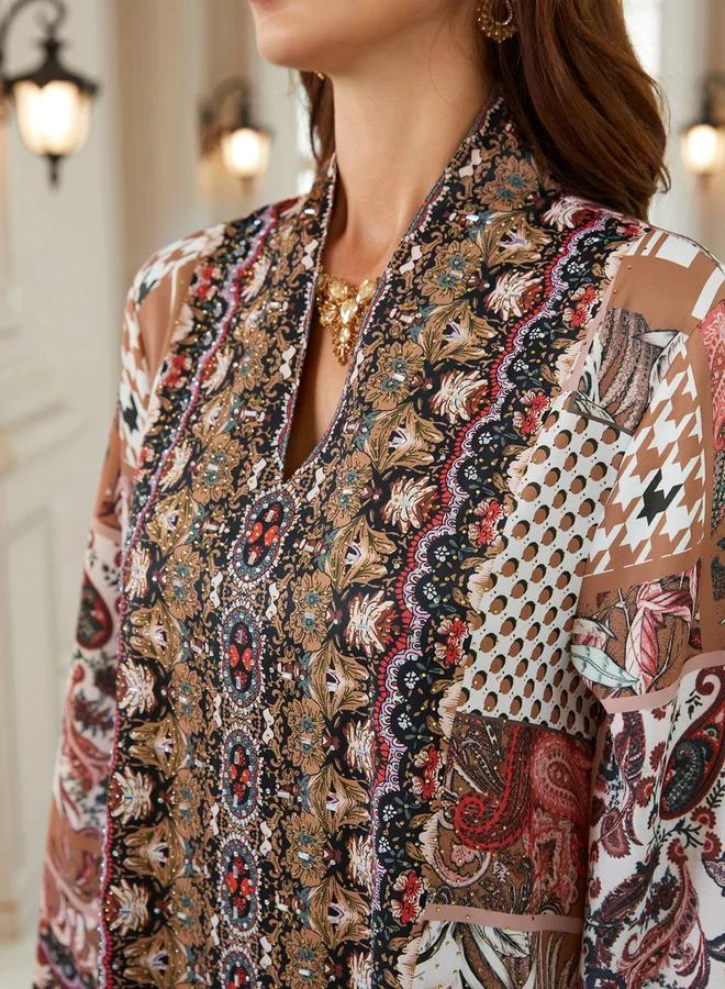 تايك تو جلابية مطبعة بقصة واسعة